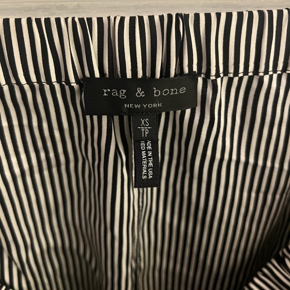 Rag & Bone‎ Black & White Striped Greta Silk Off The Shoulder Blouse - Picture 6 of 7